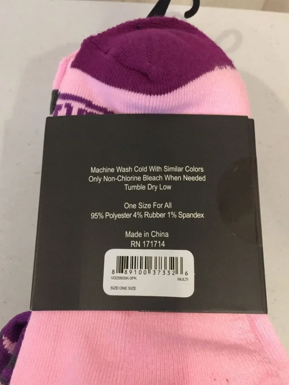 Von Dutch Pink Purple Camo Crew Socks Ladies OSFM